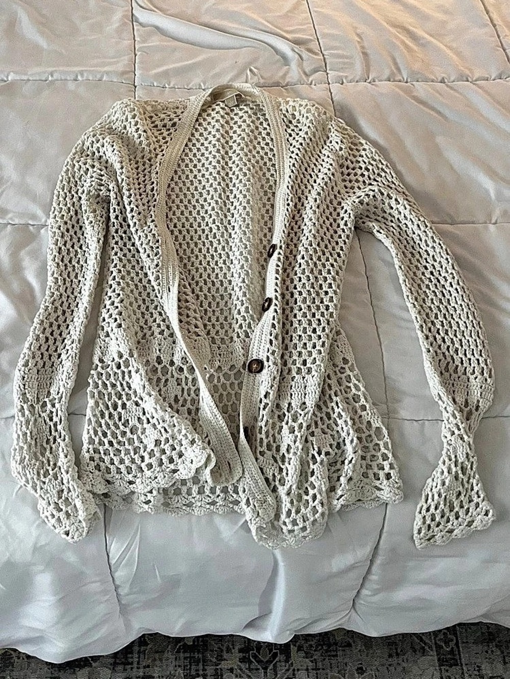 Michael Kors Open Knit Cardigan in Cream Size Large Like New